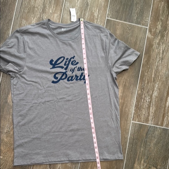 GAP Gray Graphic Life of the Party Tee with Blue Print NWT - Picture 7 of 8